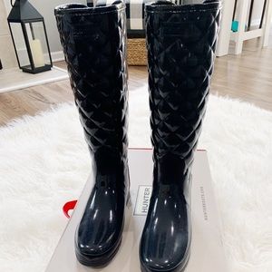 Hunter Boots Refined Gloss Quilted Gold